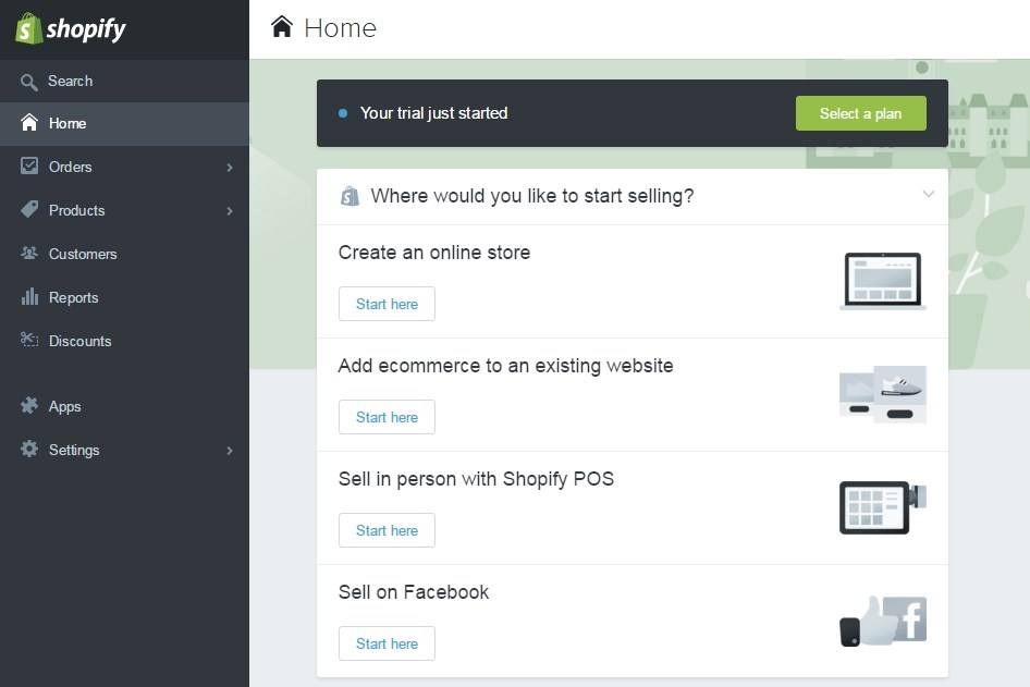 screen du backoffice de shopify